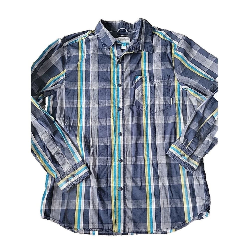 Columbia Omni-Wick Advanced Evaporation Shirt Mens L Plaid Long Sleeve Button Up